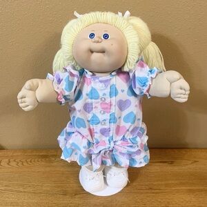 Vintage Cabbage Patch Kids Doll HM8 Girl W Lemon Hair In HTF Heart Dress